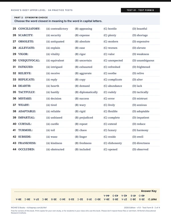 Practice Tests companion, Test 01 Test Form B, page 2 of 4