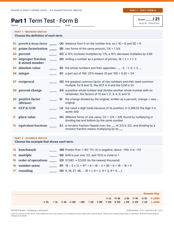 Quantitative (Math) companion, Part 1 Test Form B, page 1 of 2
