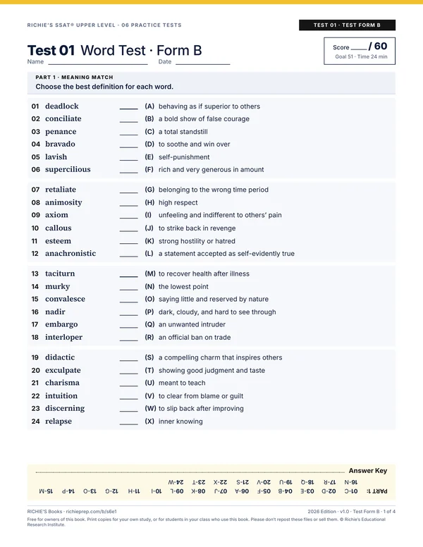 Practice Tests companion, Test 01 Test Form B, page 1 of 4