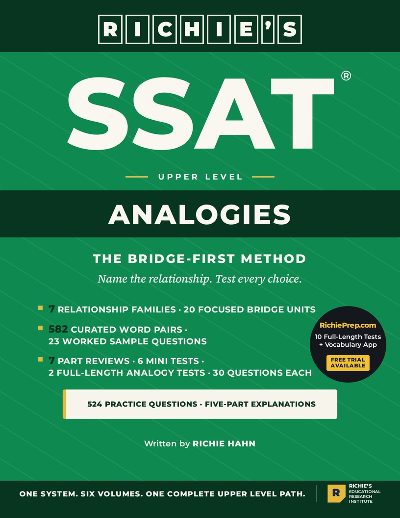 RICHIE’S SSAT Upper Level Analogies — front cover