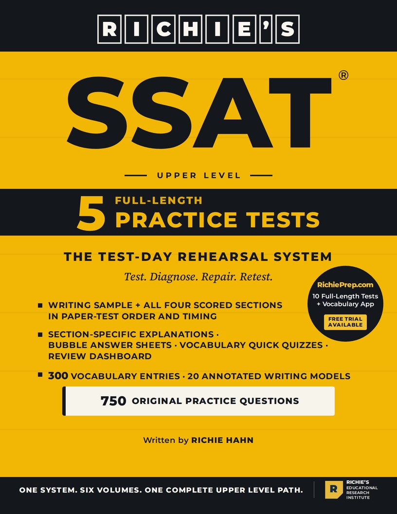 RICHIE’S SSAT Upper Level Practice Tests — front cover