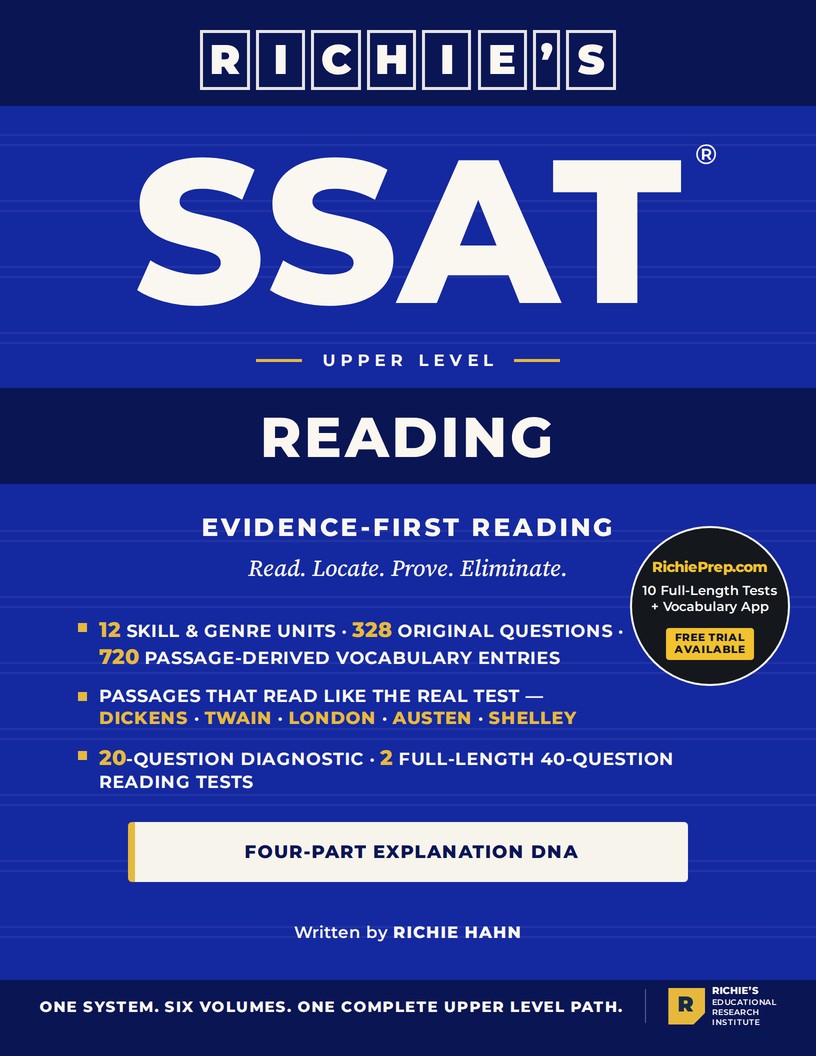 RICHIE’S SSAT Upper Level Reading — front cover